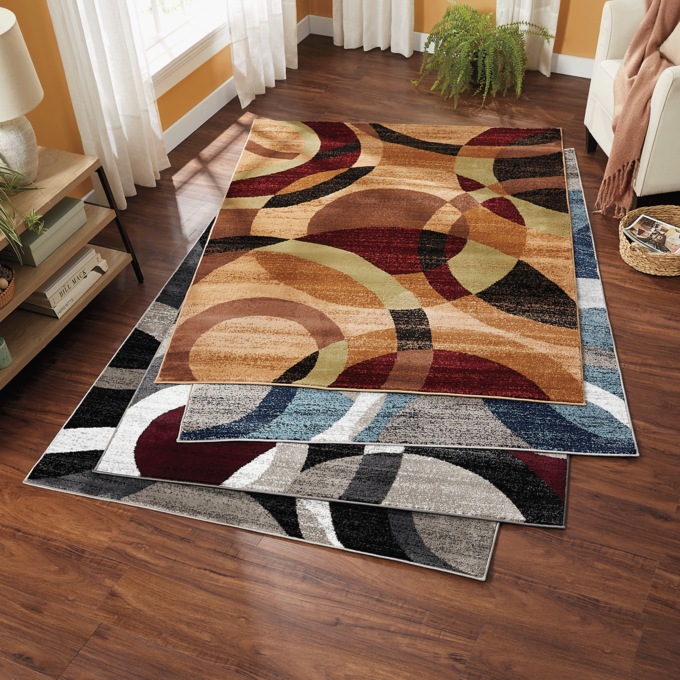 Contemporary Modern Circles Area Rug, , large
