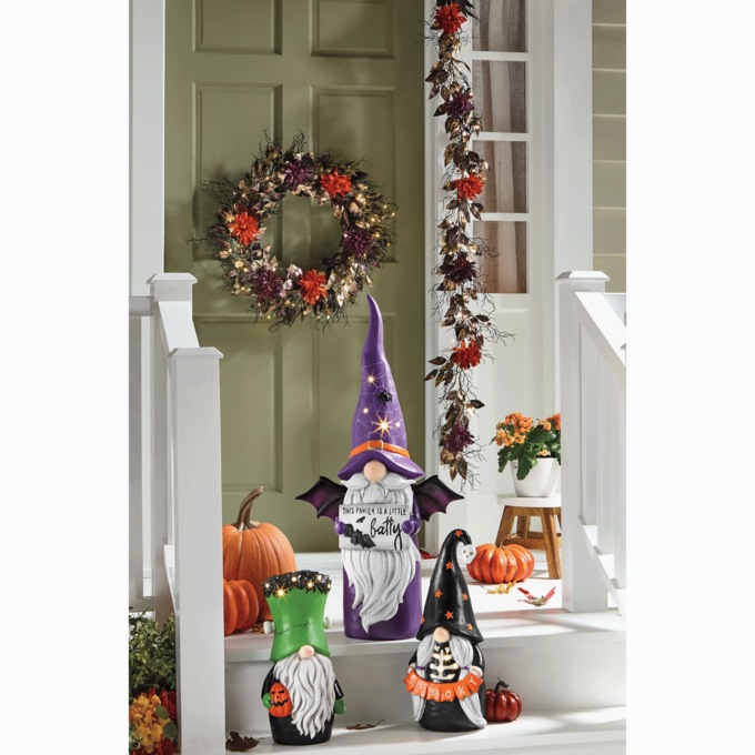 Lit Gilded Halloween Wreath, , large