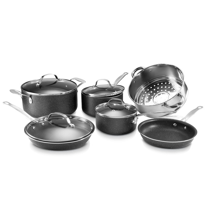 Granite Stone Pots and Pans Set, 10 Piece Complete Cookware Set, Nonstick,  Dishwasher Safe, Blue