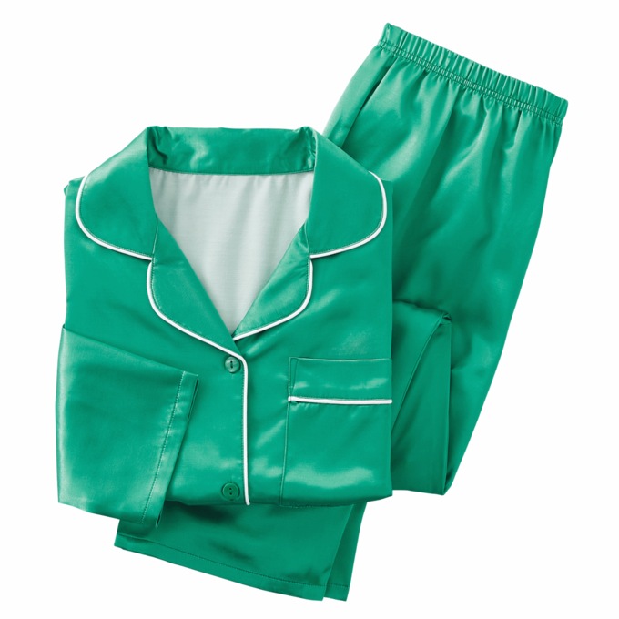 Satin Pajamas, Emerald, large