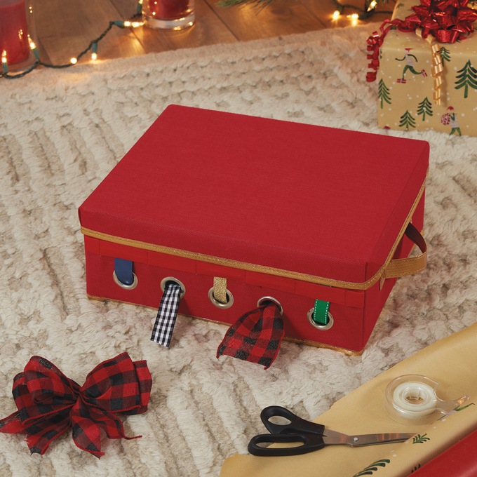 Simplify Gift Wrapping and Ribbon Storage Box, Red, large