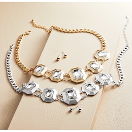 Crystal/Metal Necklace &amp; Earring Set, , large