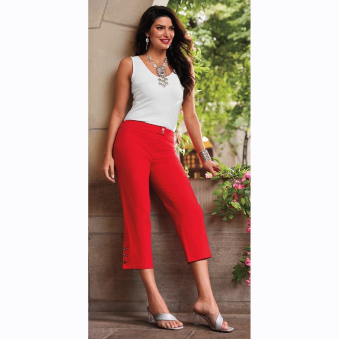 Mariah Button-Leg Capri, , large