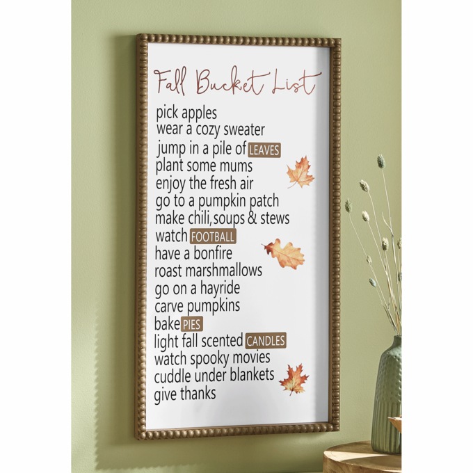 Fall Bucket List Wall Art, , large