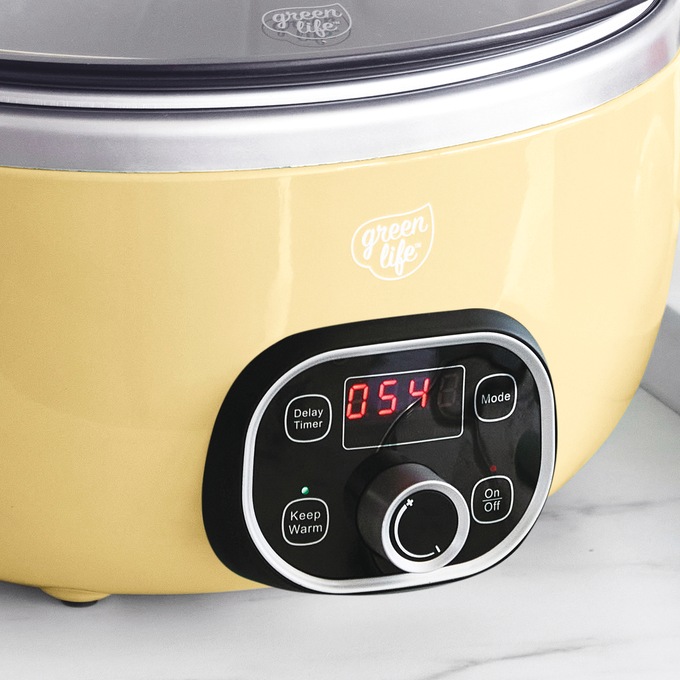 Green Life Slow Cooker Healthy Duo 6-Quart Slow Cooker, Butter, large