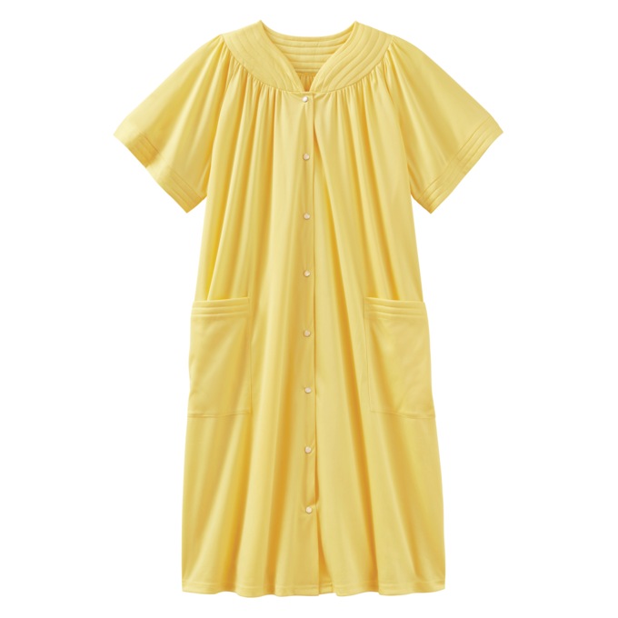 Short-Sleeve Snap-Front Duster with Pockets, , large