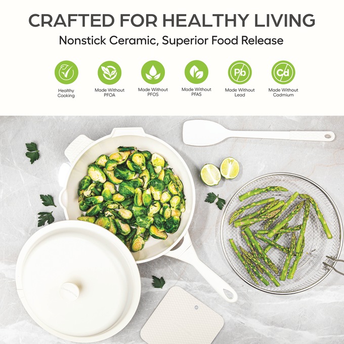 Granitestone 10" Zuka Pan, Cream, large