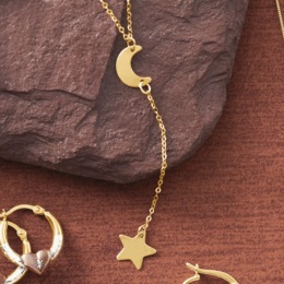 10K Gold Moon/Star Y-Necklace, , large