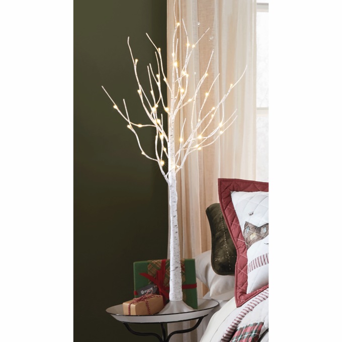 Lit Faux Birch Tree, , large