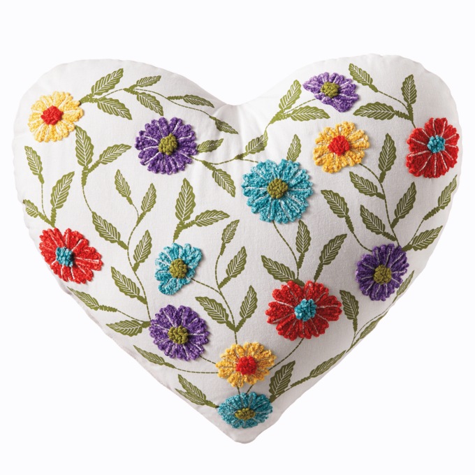 Figural Floral Heart Pillow, , large