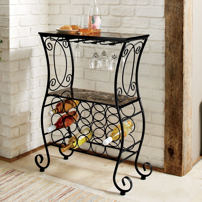 Marble wine rack table deals