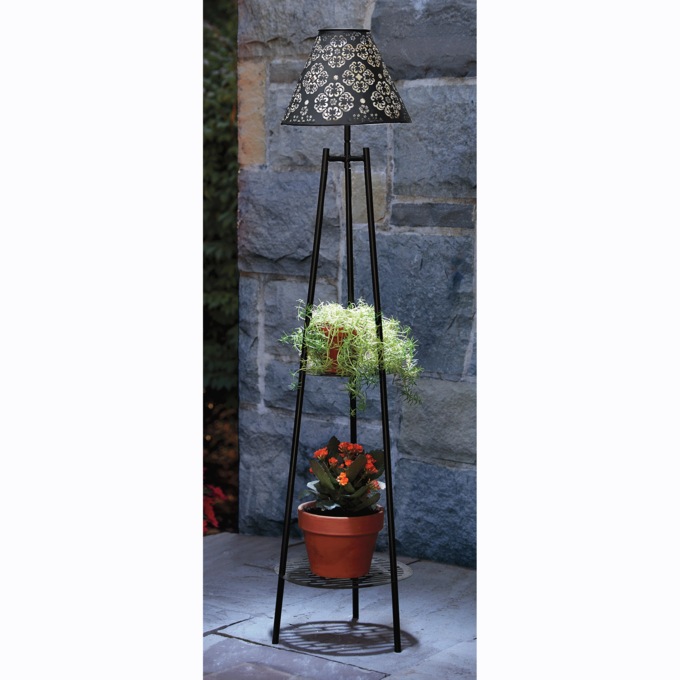 Solar Plant Stand with Lampshade, , large