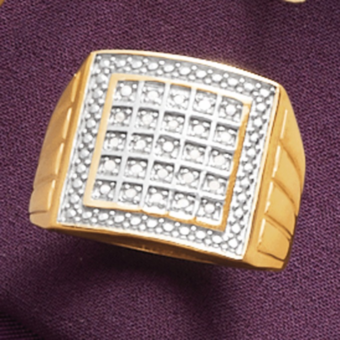 Diamond Men's Block Ring, , large
