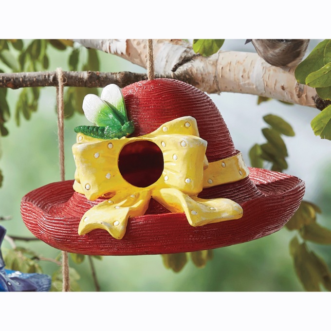Fancy Hat Birdhouse, Red, large