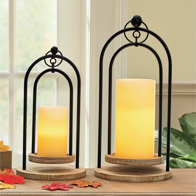 Set of 2 Rustic Swing Candleholders, , large