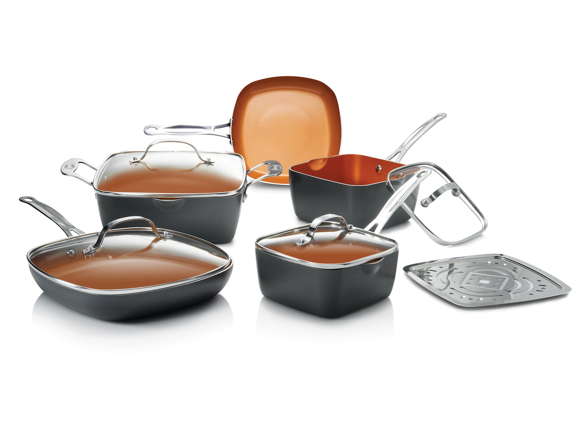 Gotham Steel 10-Piece Square Nonstick Cookware, , large
