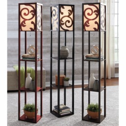 Eurico floor top lamp with shelves
