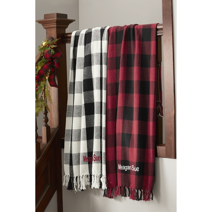Fringed Buffalo Check Throw, , large