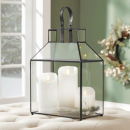 Rectangular Glass and Metal Lantern, , large