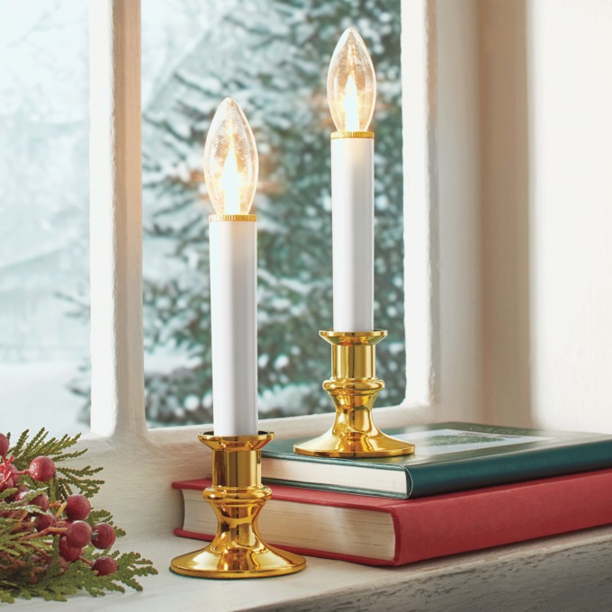 Set of 2 Flameless Battery Operated Window Candles, White, large