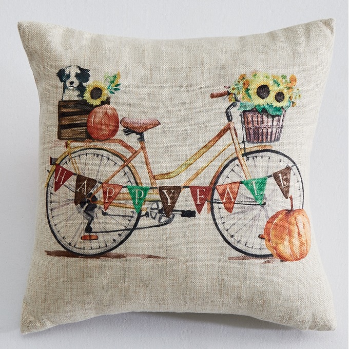 Happy Fall Bike Pillow, , large