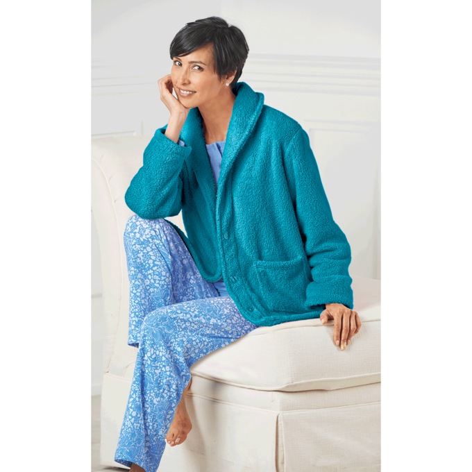 Fleece Bed Jacket & Wrap Robe, , large