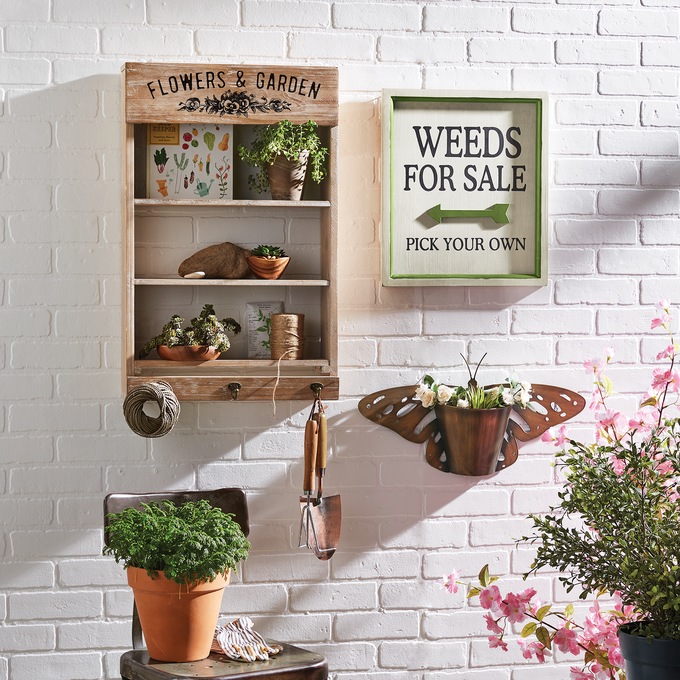 Garden Shelf with Hooks, , large