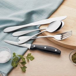 Oster Silvermist 20-Piece Flatware Set with Steak Knives, , large