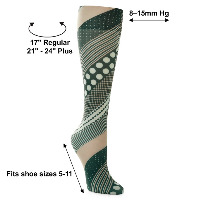 Celeste Stein Stylish and Latex-Free Mild Compression Socks - 8–15mmHg, Gretchen, large