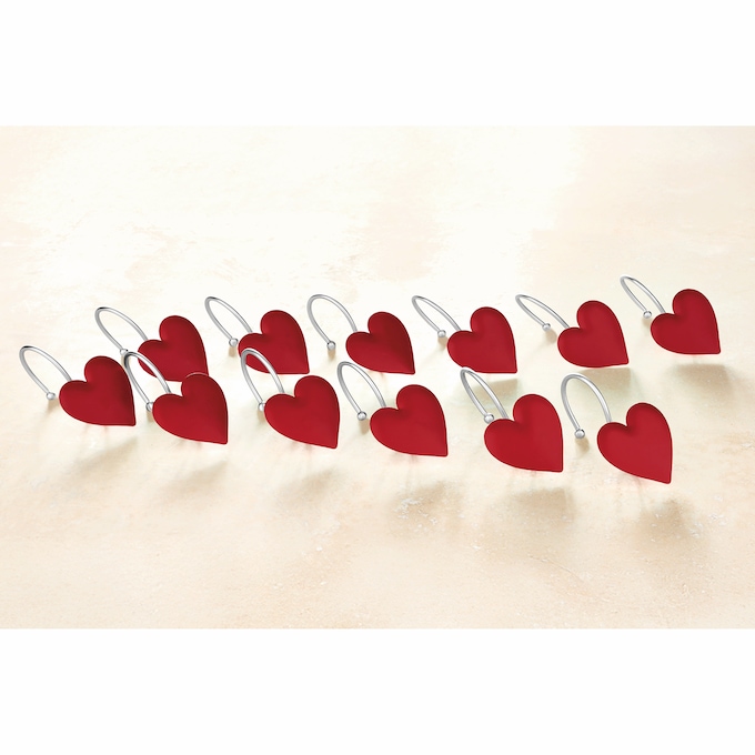 Set of 12 Heart Shower Curtain Hooks, , large