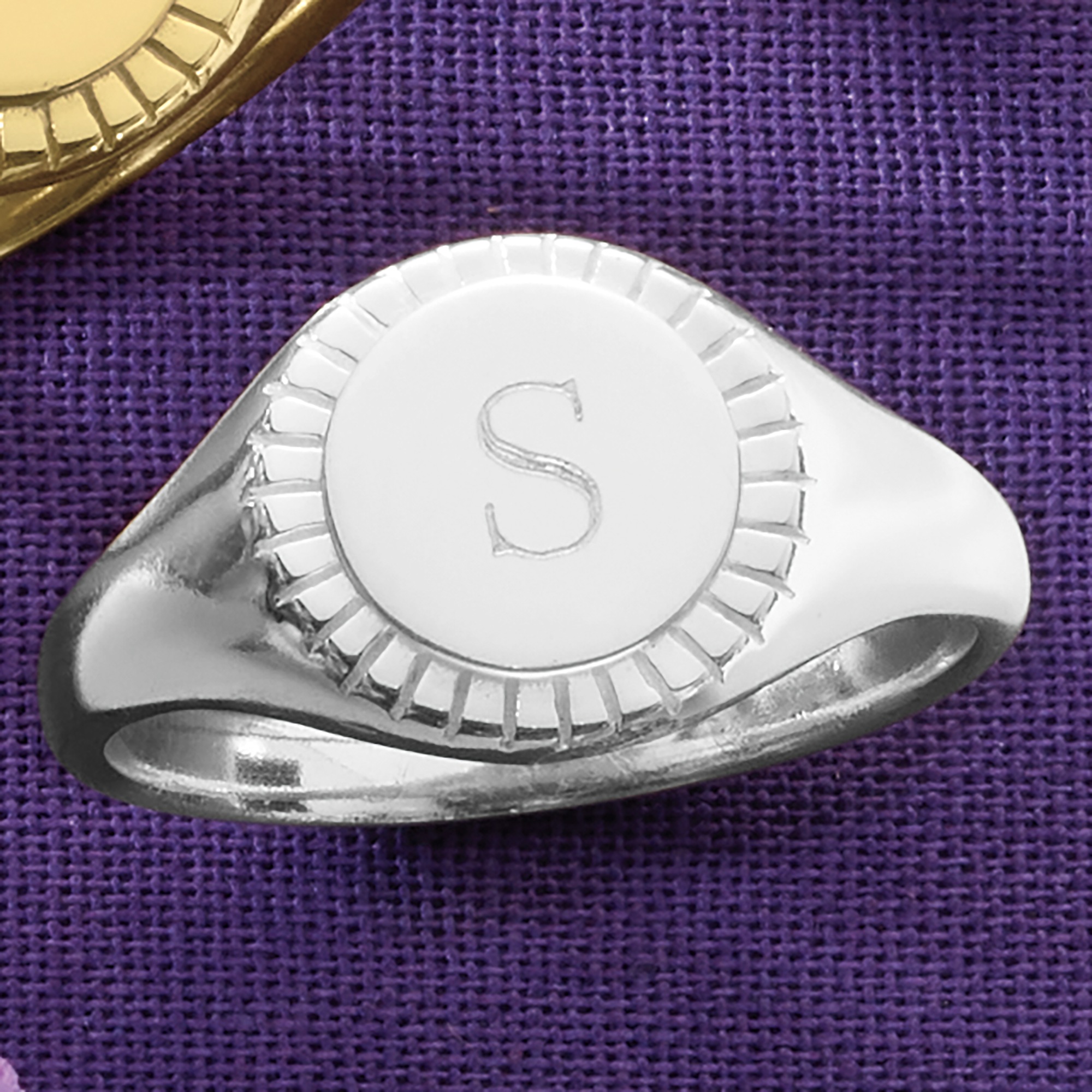 Personalized Paver Edge Signet Ring, Sterling Silver, large