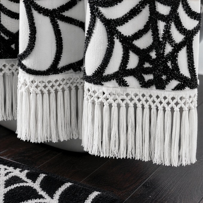 Tufted Chenille Halloween Shower Curtain, , large
