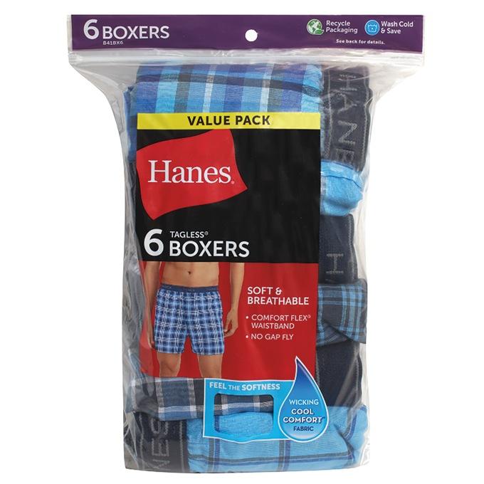 Men's 6-Pack of Hanes PJ Boxer Shorts, , large
