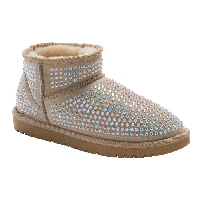 Azalea Wang Faux-Suede Fairytale Rhinestone Bootie with Faux Fur Lining for Women, , large