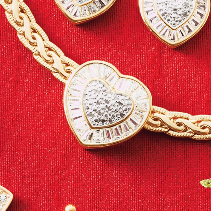 Diamond/Cubic Zirconia Heart Pendant, , large