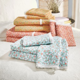 Ditsy Floral Crochet Microfiber Sheet Set, , large