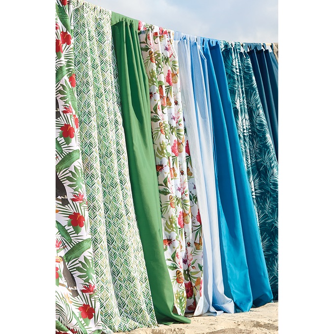 Outdoor Curtain Panel, Geo Green Botanical, large