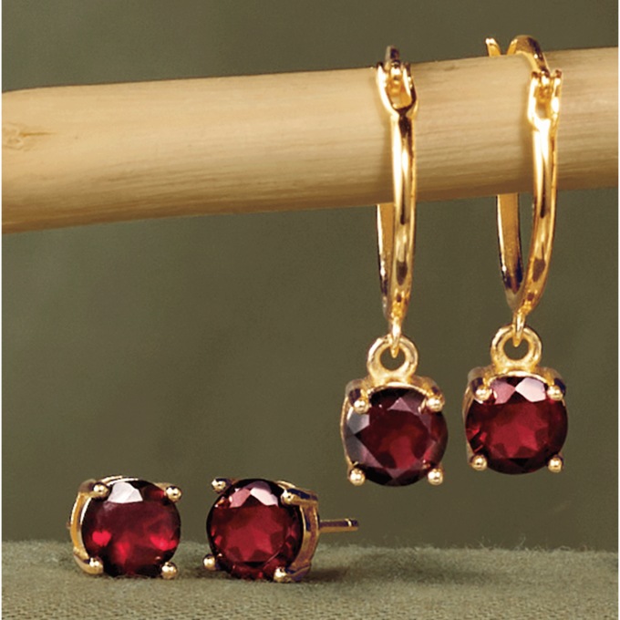 Gemstone 2-Pair Post and Hoop Earring Set, , large