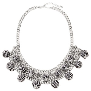 Black/White Houndstooth Necklace, , large