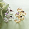 Gemstone 5-Piece Adjustable Ring Set, , large