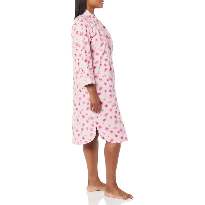 Printed Flannel PJs or Nightshirt, Rose Floral, large