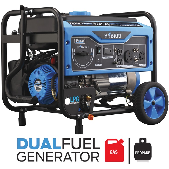 Pulsar 5250W/4250W Dual-Fuel Generator, Blue, large