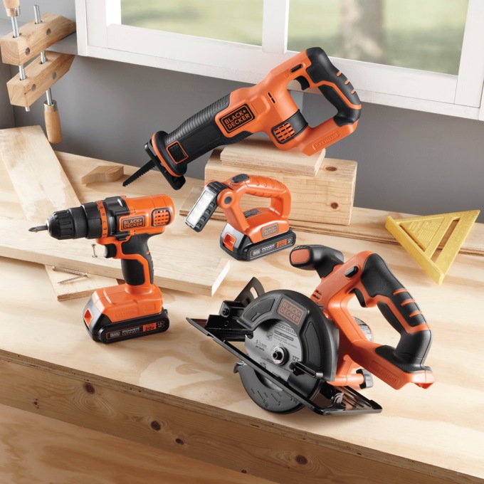 BLACK+DECKER 20V MAX Cordless 4-Tool Combo Kit - Drill/Driver, Circular Saw, Reciprocating Saw, LED Work Light, 2 Batteries, , large