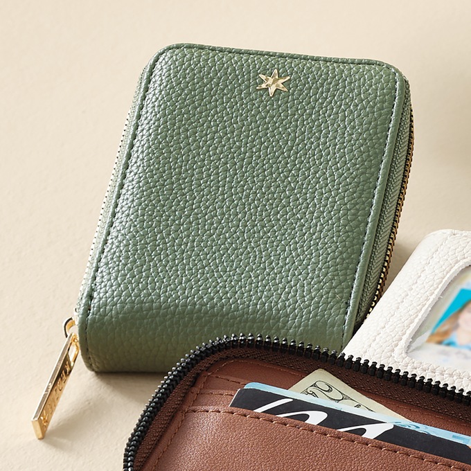 Kedzie Faux Leather Zip Wallet with Exterior ID Window, Green, large