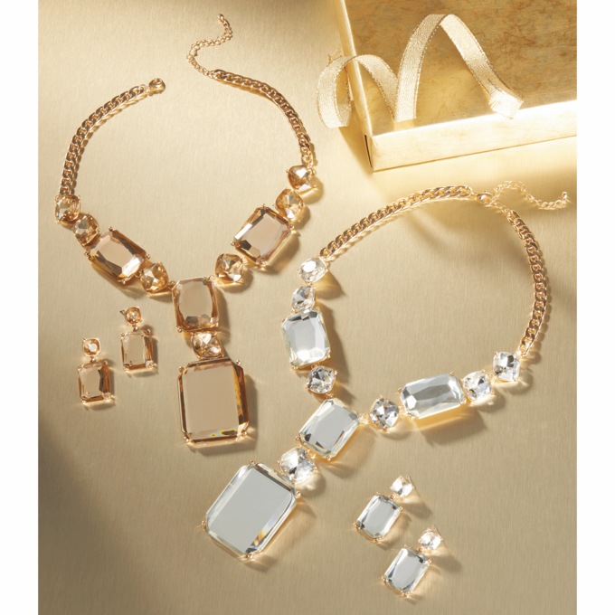 Crystal Rectangle Necklace and Earring Set, , large