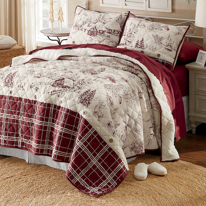 Frosty Farmhouse Sherpa Quilt, , large