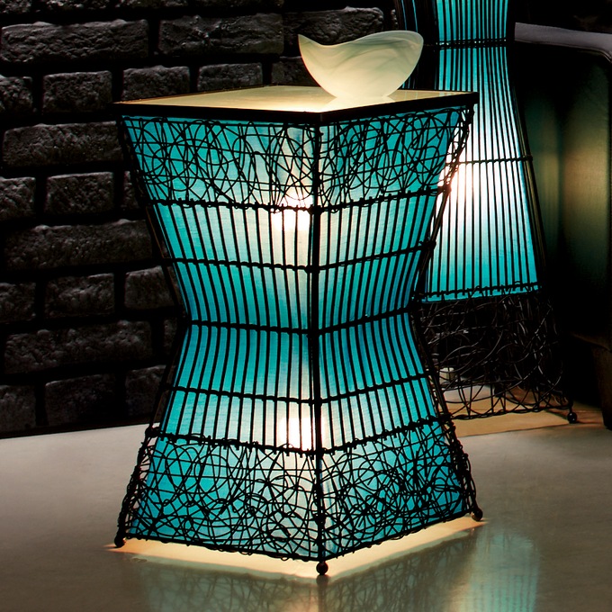 Zain Lighted Rattan End Table, , large