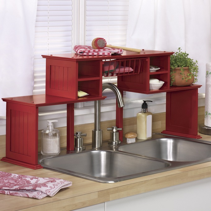Over-The-Sink Shelf, Red, large