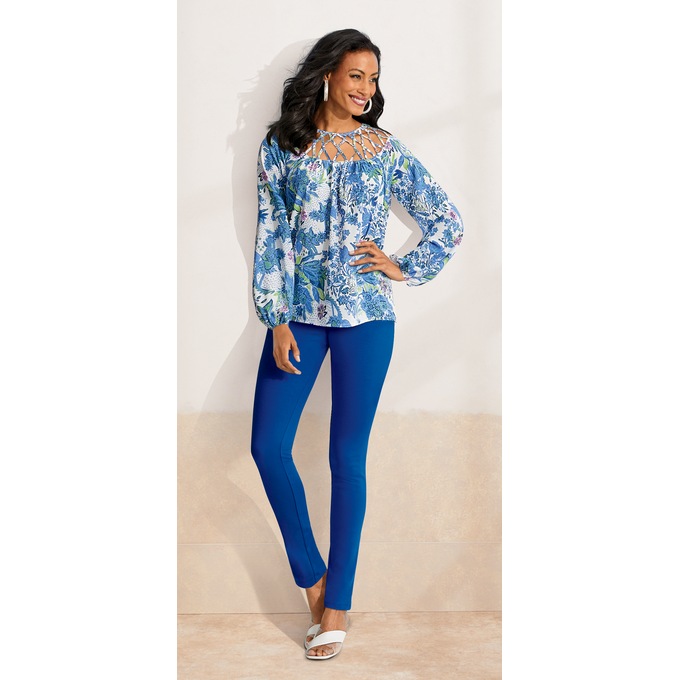 Emilia Top, Blue Floral, large