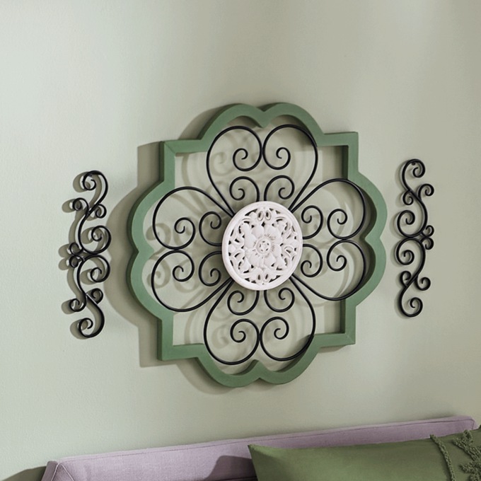3-Piece Carved Scroll Art, Multi, large